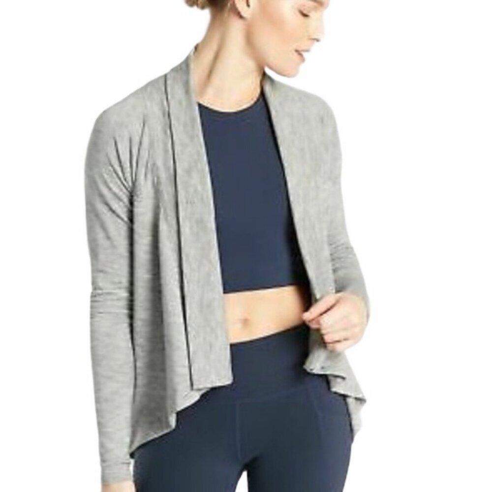 Athleta Women’s Nirvana Wear Two Ways Wrap Gray Open Front I Size XL